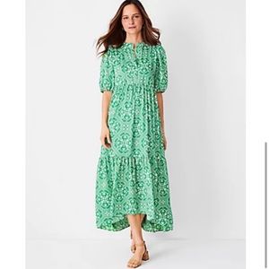 Tile Print Puff Sleeve Dress